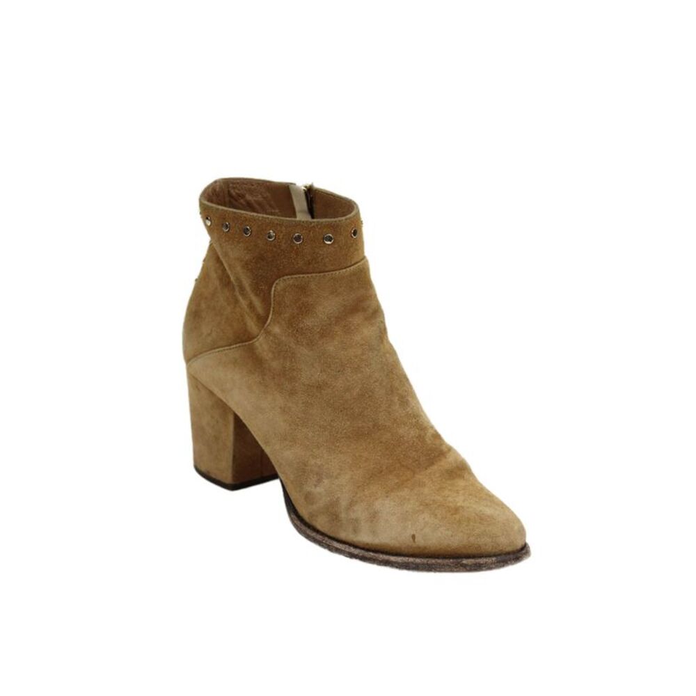 Jimmy Choo Womens Side Zip Block Heel Studded Trim Booties Brown Suede Size 41